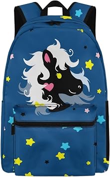 Blue Horse Simple Modern Medium Backpack for School Girls and Boys, Double Zipper Elementary Kids School Backpacks 17" Tall Laptop Bookbag for Back to School