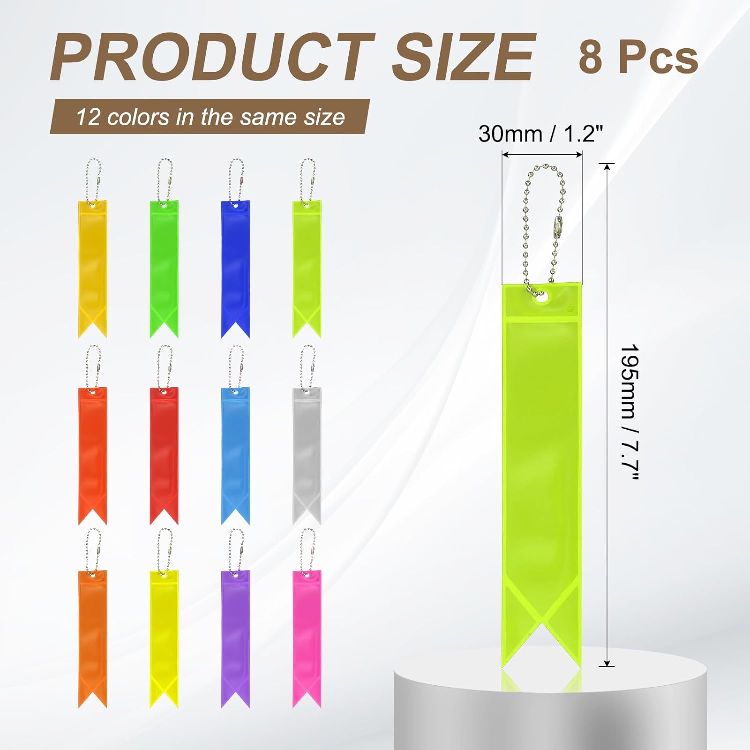 PATIKIL 8pcs Reflective Keychain, Reflective Strips High Visibility Safety Keychain Tags Lanyards Bright Zipper Pulls