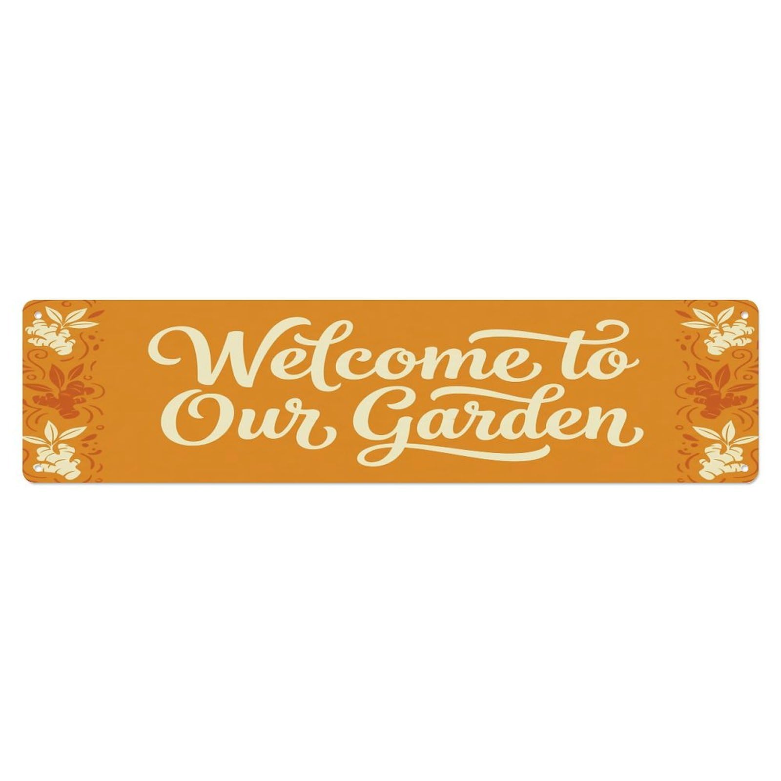 Vintage Welcome to Our Garden Ginger Metal Tin Sign