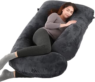 ALLOPERA 57 Inch Full Body Pregnancy Pillow U/C-Shaped Maternity Support for Back, Hips, Belly - Adjustable Washable Velvet Cover