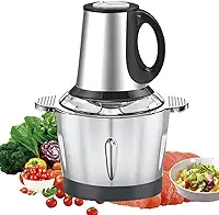 Moedor Elétrico Potente de Alimentos 1000W Picador de Carnes Legumes e Temperos Processador Triturador Multiprocessador Inox 3L 110V