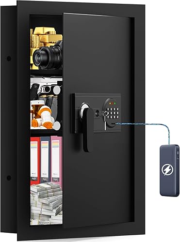 Cajas fuertes de pared resistentes al fuego de 25.6 pulgadas entre los pernos de 16 pulgadas caja fuerte oculta resistente con teclado digital, 2