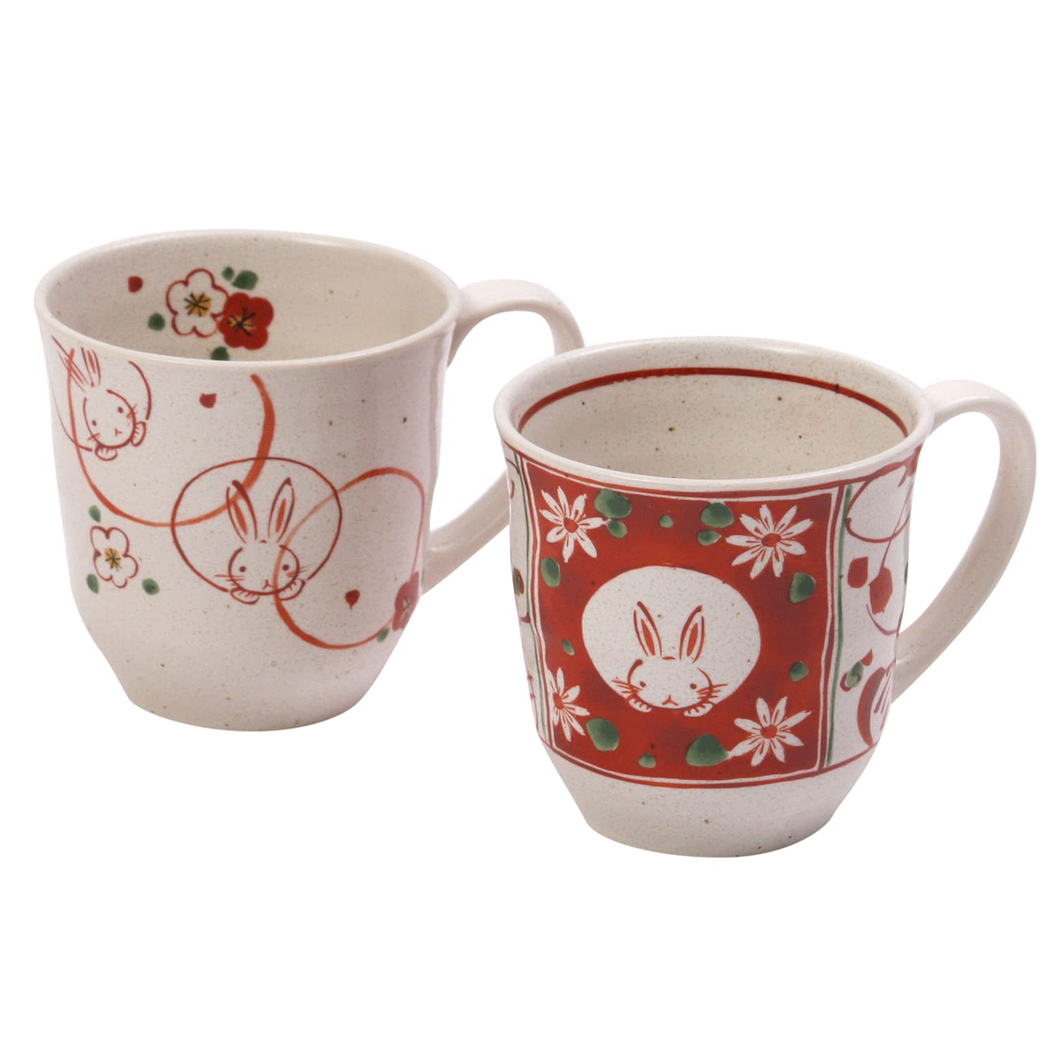 Amazon.co.jp: ブルーム マグカップ 赤絵花うさぎ 300ml 2個セット 