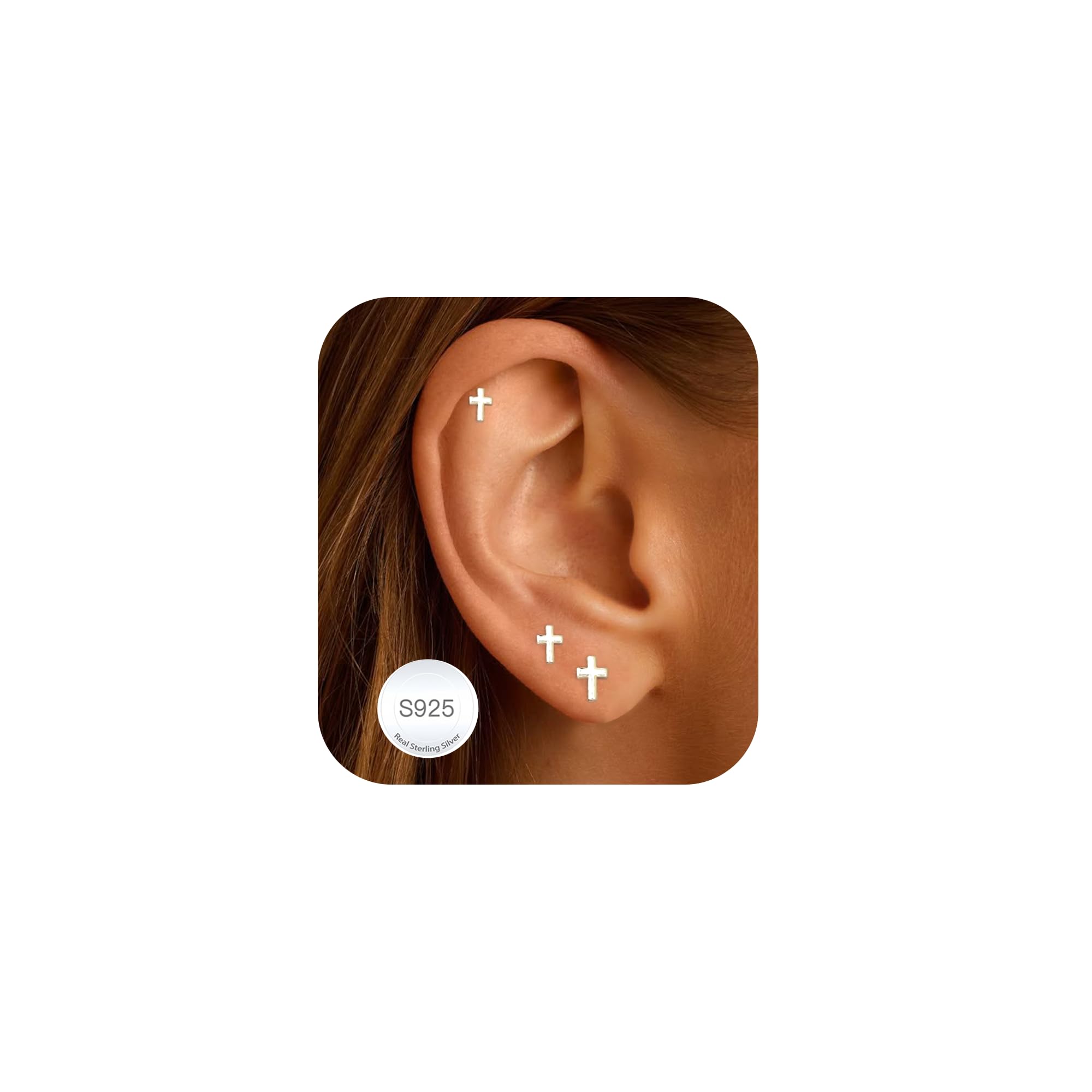 AVOTTO 3 Paar Ohrringe Ohrstecker Silber 925 für Damen Hypoallergen Gold Ohrring Ohrstecker Stacks Silver Huggie Ohrringe Silber 925 mehrere Piercings