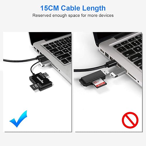 Miniatura 5 de Lector de tarjetas de memoria 6 en 1, lector de tarjetas inteligentes Rocketek USB con lector de tarjetas SDHCSDXCSD y adaptador de tarjetas micro