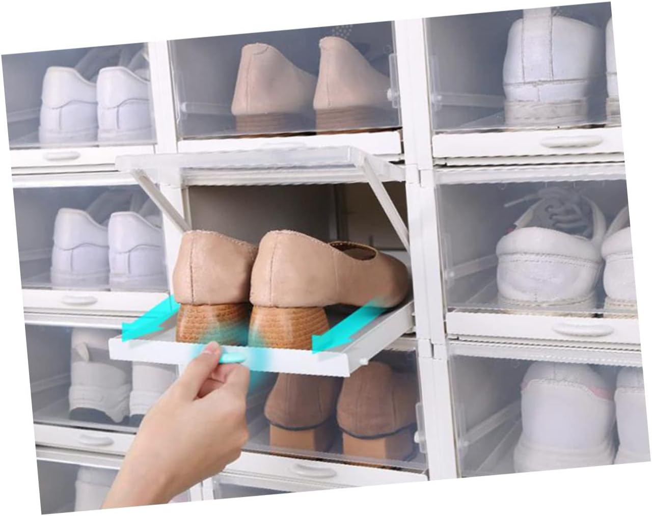 3pcs Type Shoe Storage Box Plastic Shoeboxes Compact Organizers for Women's Sneakers Grey