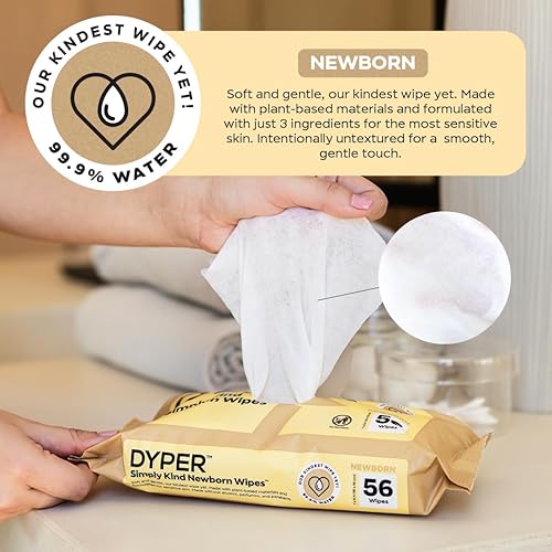 Miniatura 3 de DYPER Toallitas para bebé recién nacido sin plástico  Toallitas para bebés 99.9% de agua  100% a base de plantas  Sin perfume, suaves e