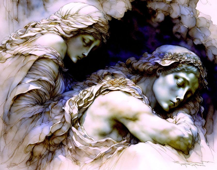 La Pieta de Michel-Ange affiche sur toile haut de gamme pour salon élégant 58x90