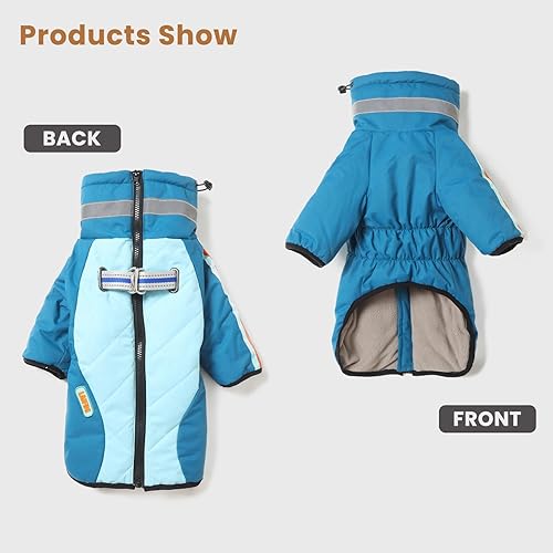Miniatura 3 de Laifug Abrigos para perros para clima frío, abrigo de invierno de dos patas para perro con cuerda elástica de ajuste y doble anillo de tracción,