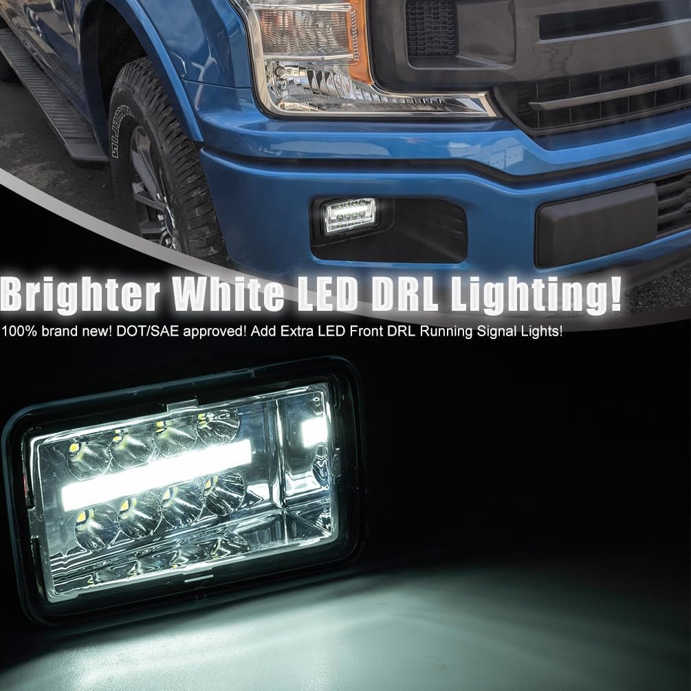 NJSBYL F150 LED Fog Light Kits for 2017 2018 2019 2020 2021 2022 2023 Ford F250 F350 F450 F550 Super Duty Front Bumper LED Fog Lamps DRL Daytime Running Spot Lights Assemblies # FL3Z15201B
