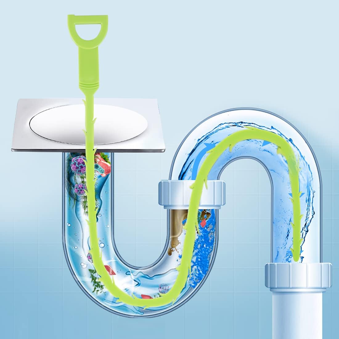 Snake Drain Hair Clog Remover Tool,34 Inch Stainless Steel Claw and 3 Pack 19. 7 Inch Plastic Sink Unclogger Tool, Sink Drain Cleaner for Kitchen, Tub Toilet (3+1)