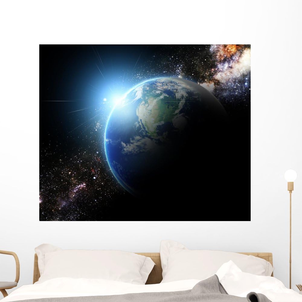 Wallmonkeys FOT-83719777-48 WM335896 Earth and Sunbeam in Galaxy Space Element Finished by NASA Peel and Stick Wall Decals, 48" W x 40" H-Extra Large