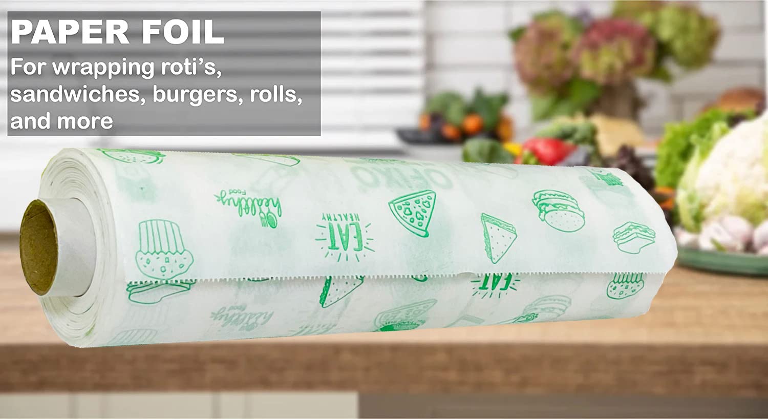 OFIXO Rollo de papel para envolver alimentos, papel antiadherente de alta calidad, papel de envoltura de alimentos, papel antiadherente recalentable, papel pergamino (1 kg)