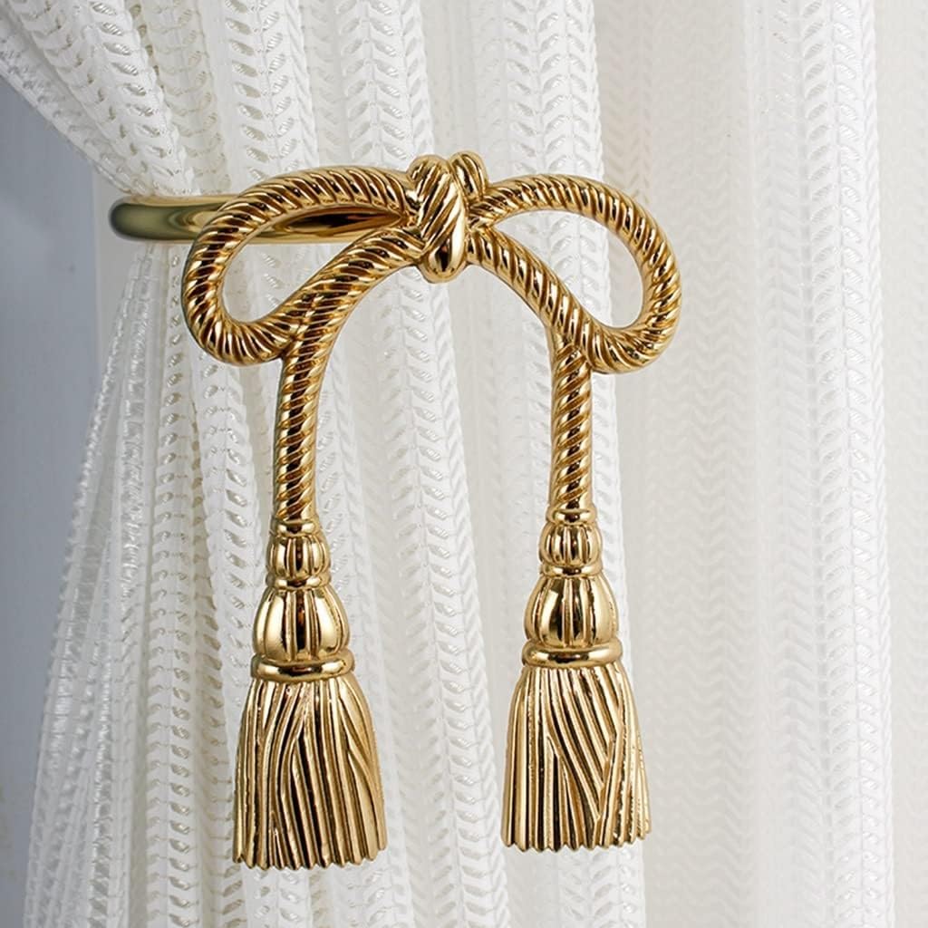 Curtain Hook Brass Twine Bow Decorative Curtain Holdbacks Curtain Tiebacks Drapery Hooks Wall Hooks for Curtains, size