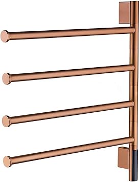 Heated Towel Racks Rotatable, Electric Towel Warmer for Bathroom Wall Mounted with Timer/Temperature Control,Rose Gold
