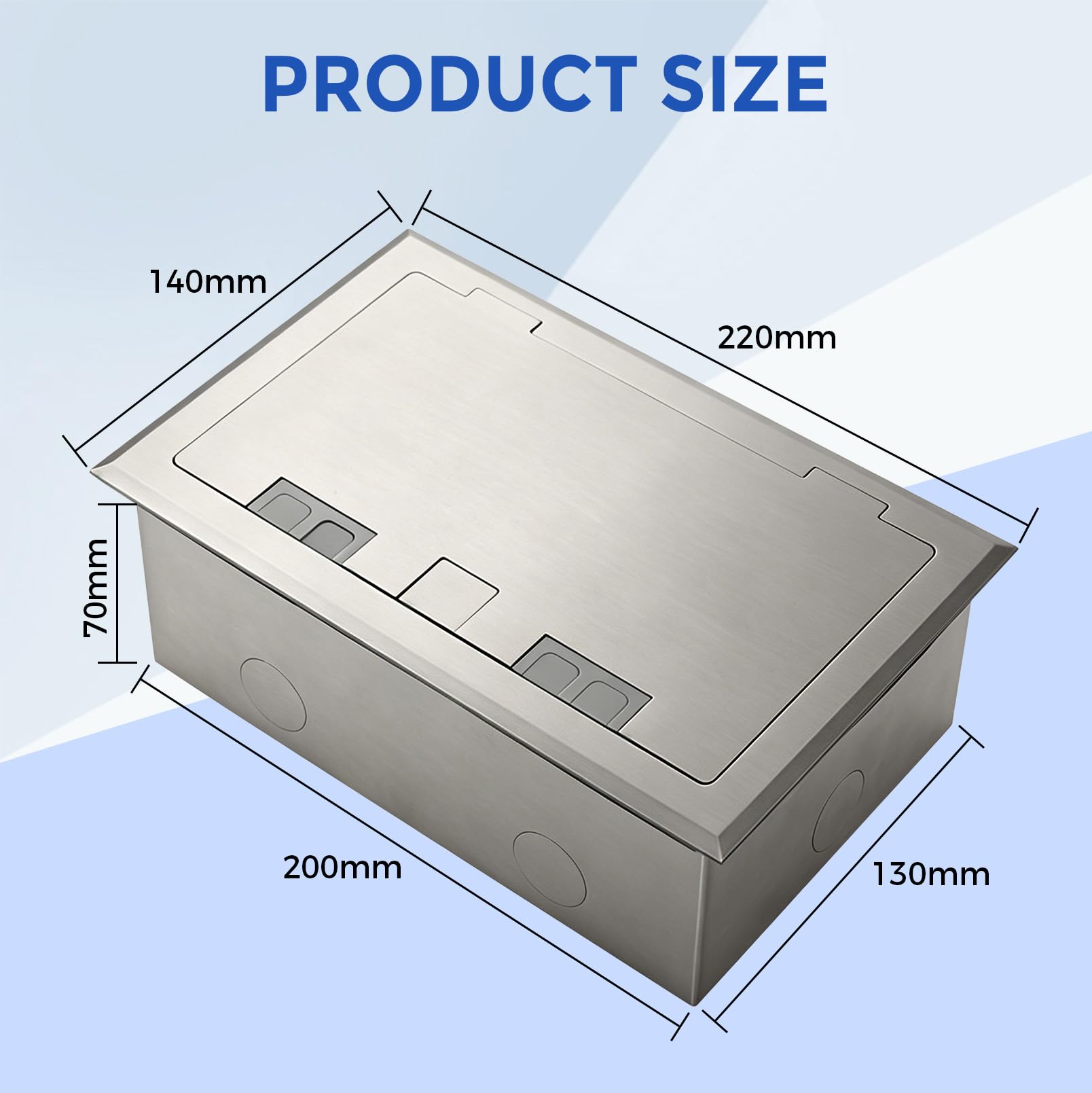 Scatola di Prese da Pavimento, Set di Scatola da Pavimento da Pavimento in Acciaio Inox 16A 4000W con 2 Prese AC & 1 USB-A & 1 USB-C, Presas da Incasso AC 250V a Scomparsa per Uffici, Hotel, Scuole | Presa da incasso a scomparsa, CA 250 V, con 2 prese AC