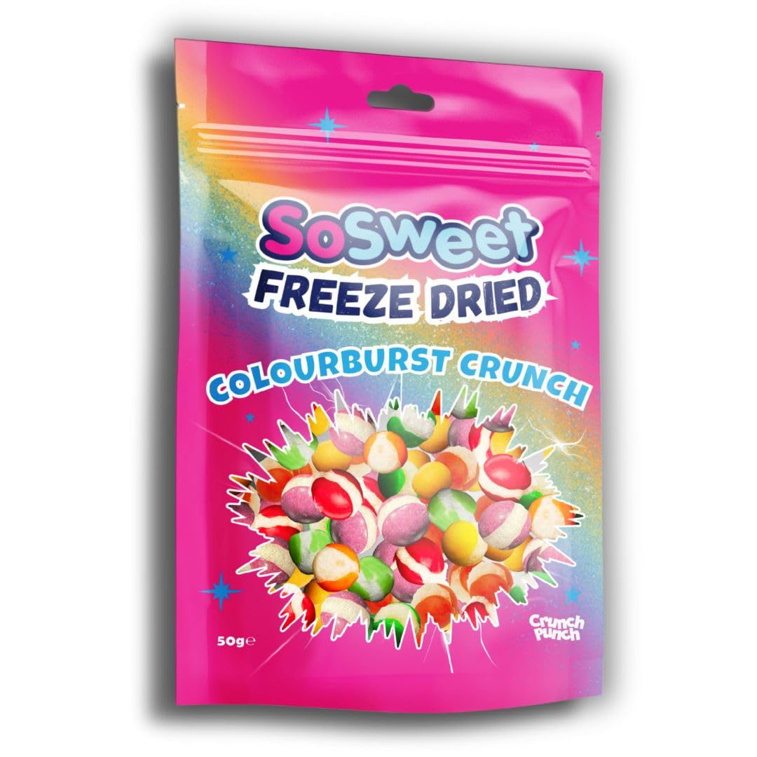 SoSweet Freeze Dried Sweets – Colourburst Crunch 50g | Intense Flavour | Crispy Fruit Candy Snack | Fun Sweet Treat