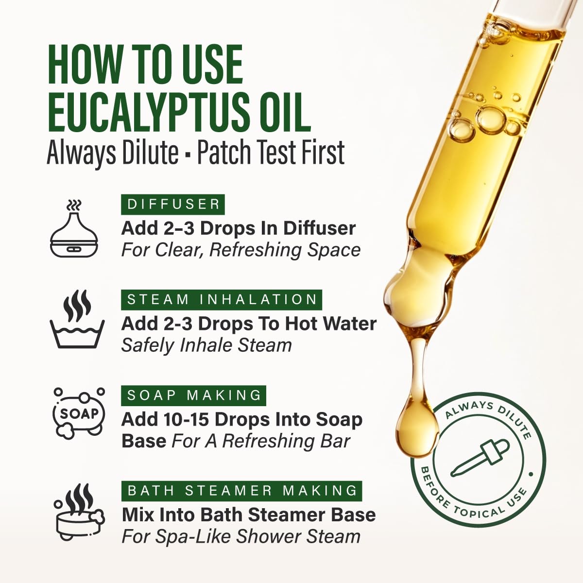 Kukka Huile essentielle d'eucalyptus pour diffuseur, 100% pure et naturelle. Idéale pour la peau, humidificateur, sinus, aromathérapie, cheveux, fabrication de savon, DIY (118 ml)