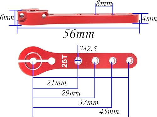 Vista 12 de ShareGoo 25T Servo Horn 2.205 in Metal 25 Dientes Extensión Servo Brazo de Dirección Compatible con 30-100CC Balsa Aviones RC Avión Helicóptero Negro