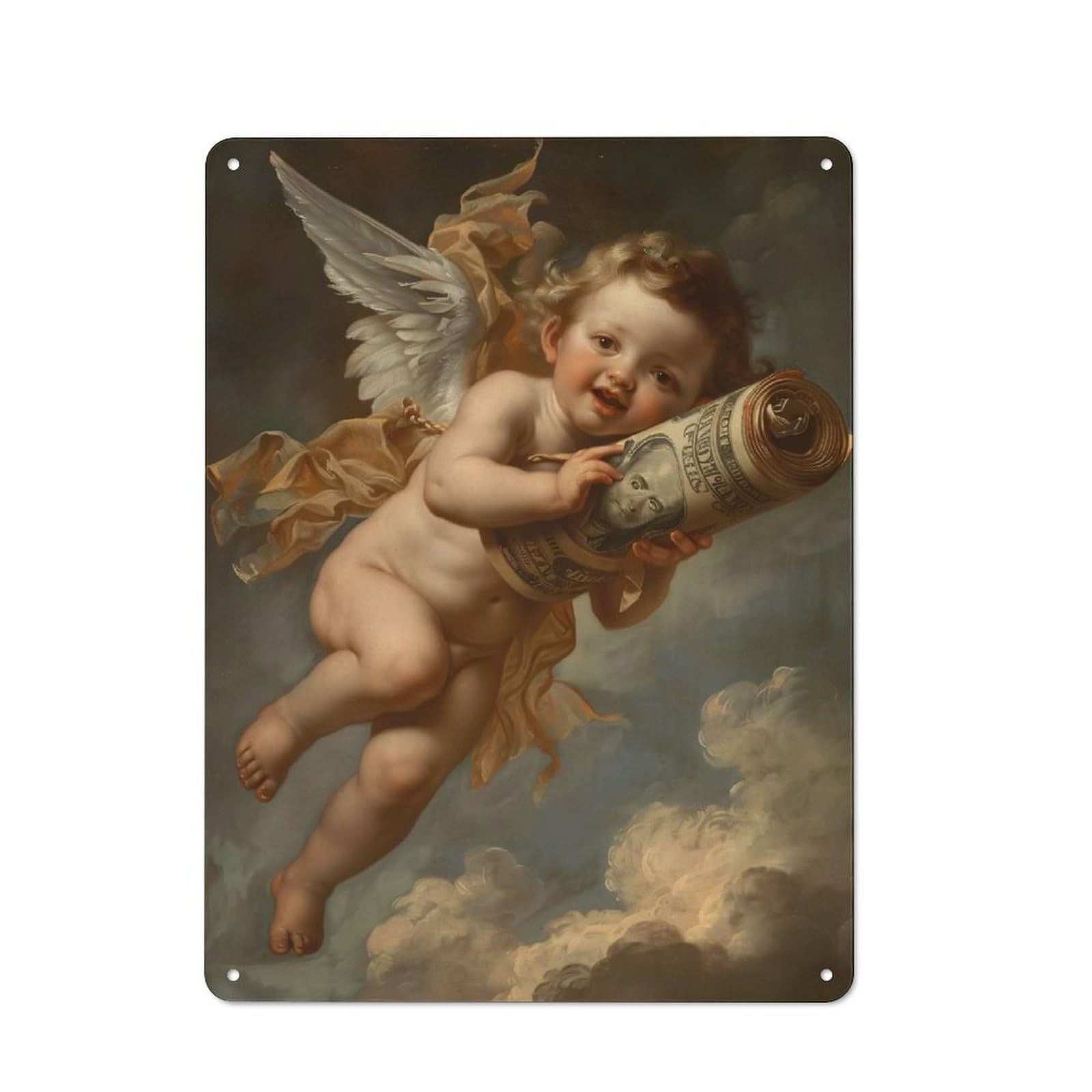 Junmoney Angel Metal Wall Sign 40X30cm Featuring For Home Bar Wall, Suited To Bar Sign Collectors