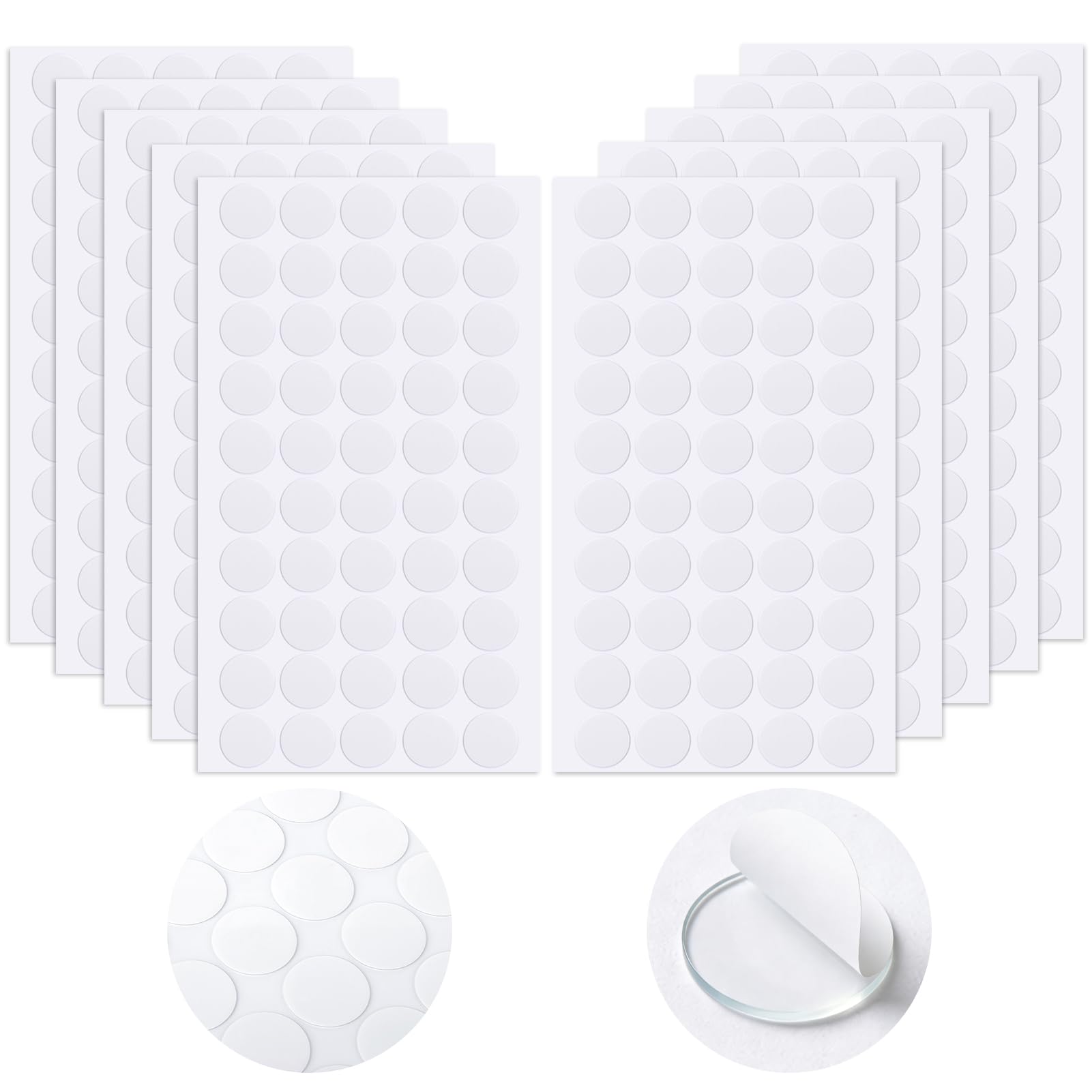 500 Stück Doppelseitige Klebepunkte, Rund Transparente Klebende Aufkleber, Abnehmbare Klebepaste Punkt Aufkleber für Ballon, Festival-Dekoration, DIY Basteln, Papier, Glas, Metall(20mm)