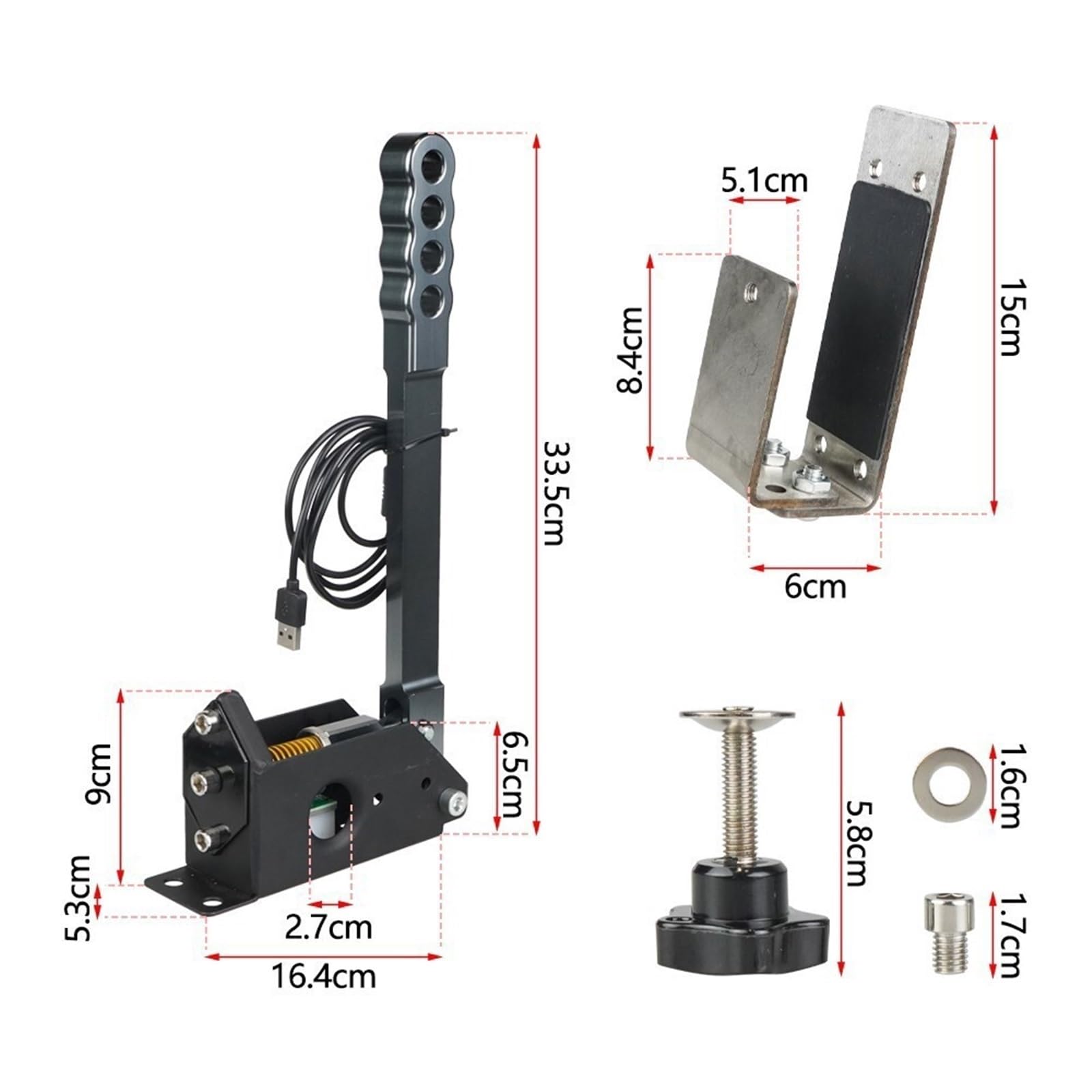 Dźwignia Hamulca Ręcznego PC 14 Bit SIM USB Handbrake z zaciskiem do Logitech G25/G27/G29/T300/T500 SIM Racing Games FANATECOSW DIRT Elektroniczny hamulca