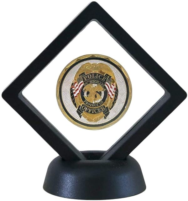 Set of 10 Challenge Coin Display Frame, 3D Floating Case with Stand, Medallion Medal Specimen Military Coin Clear Box (Black) by HillSpring - Image 5
