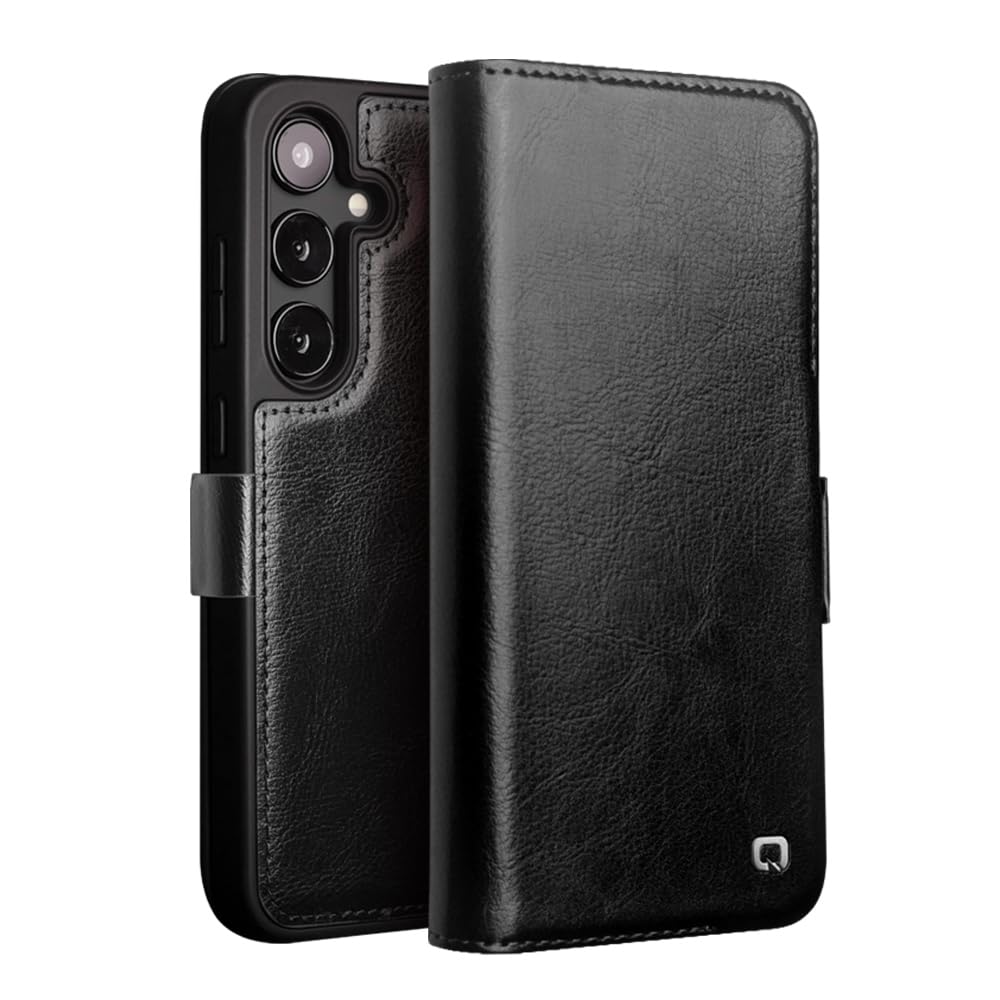 COVOGalaxy S24 Case Wallet Compatible with Samsung Galaxy S24 Premium Leather Case with Magnetic Lock Kickstand and Card Slots - Black