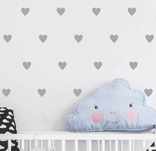 Miniatura 7 de 2 pulgadas x 100 piezas DIY corazón pared calcomanía de vinilo para bebés, niños niños niñas decoración de dormitorio extraíble guardería (rosa