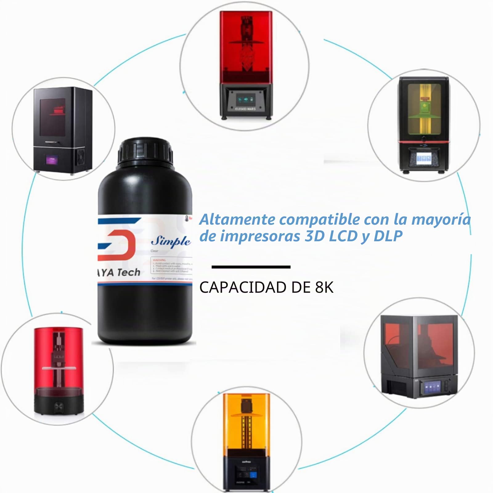 Siraya Tech Simple Lavable con Agua Resina 3D (Transparente, 1 kg) | Bajo olor, Fácil de imprimir, Alta precisión Curado UV 405 nm Aqua Resin, para LCD DLP Printers