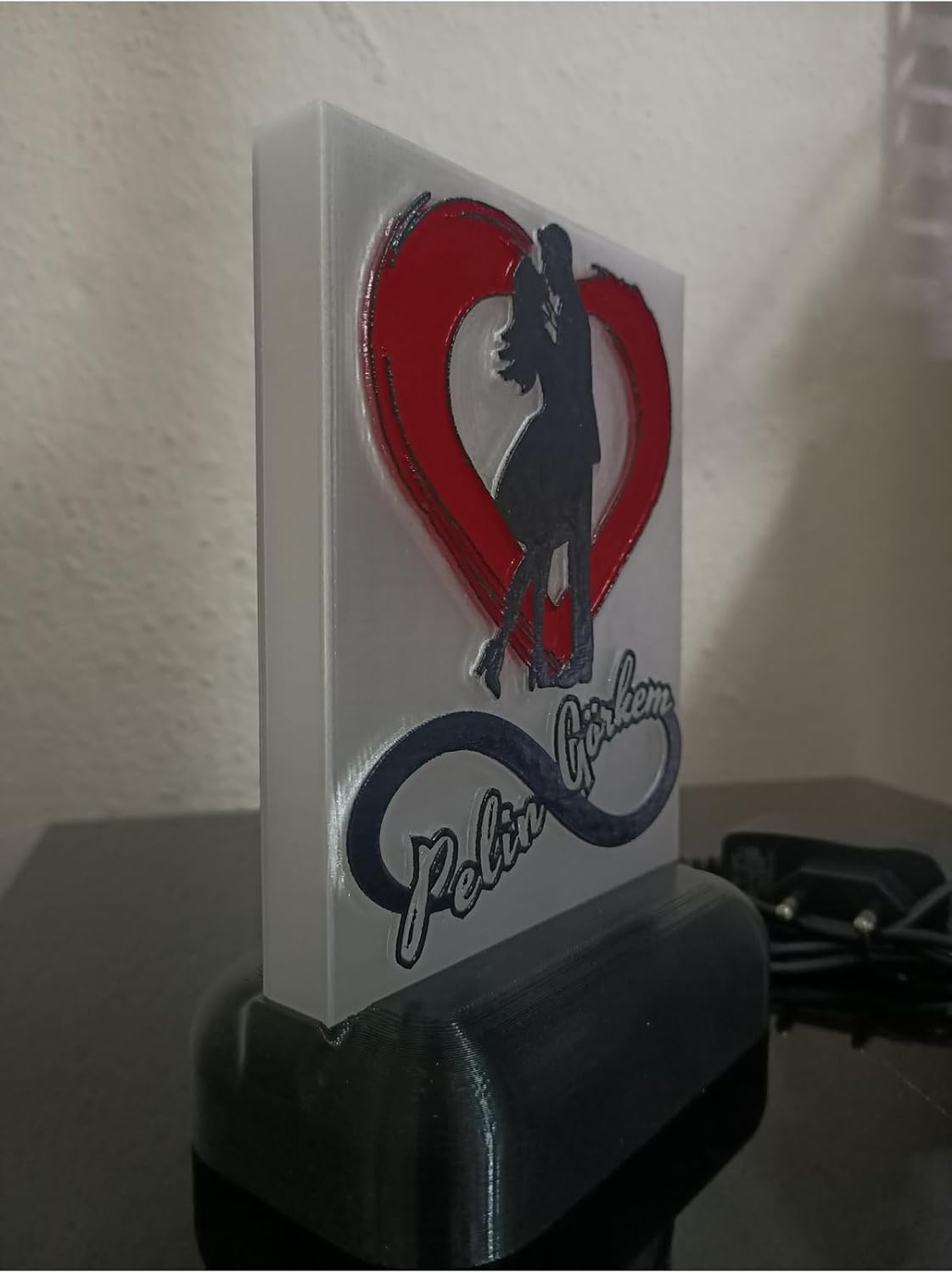 SODEF Personalized Couple's LED Desk Lamp, Custom Name Engraved, Decorative Amber Light, Gift for Anniversary, 's Day, One Size - Amber Led, One Size