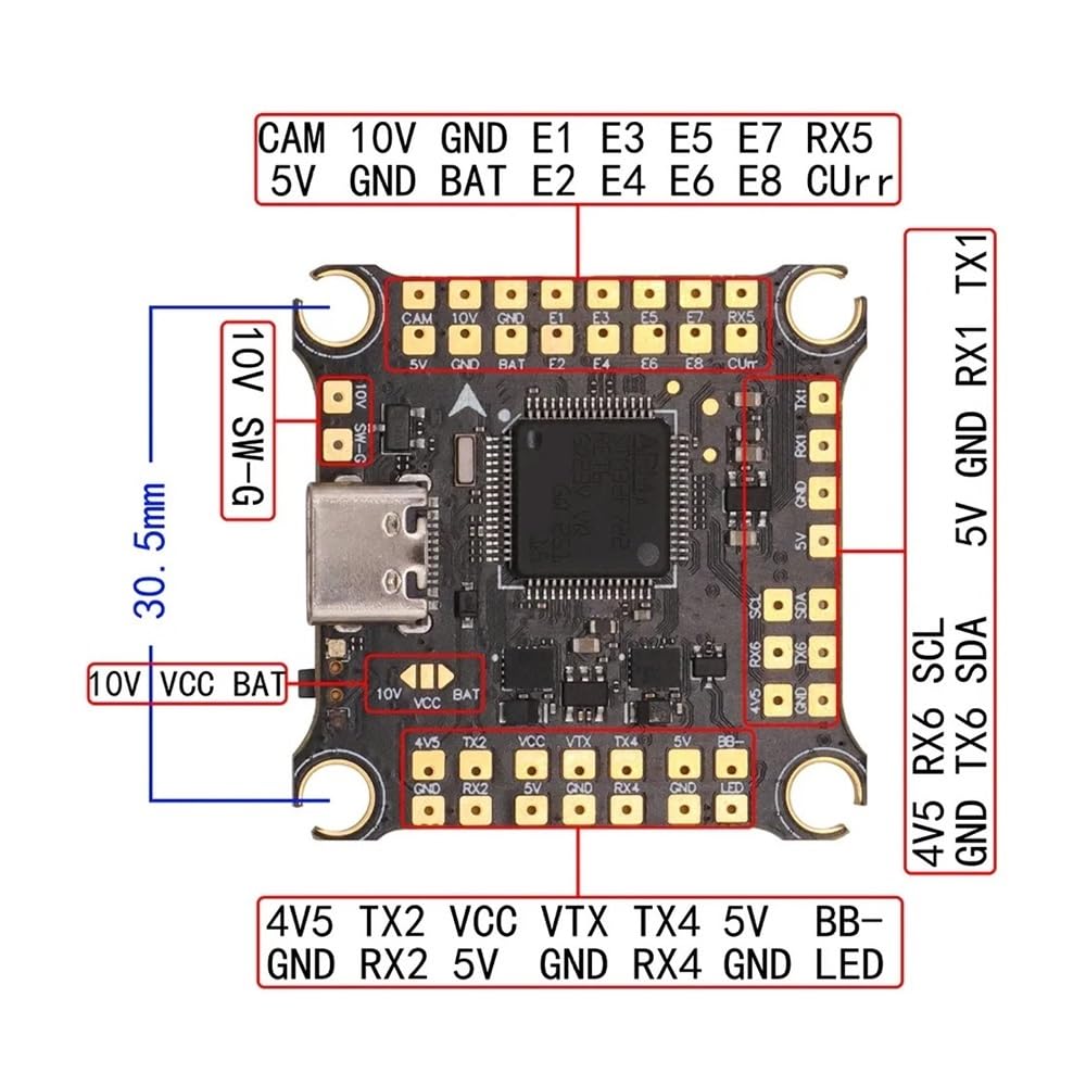 F722 V2 F7 Flight Controller Dual BEC con 45/50/60/65A 4 in 1 ESC DShot 150/300/600/1200 PWM for drone da corsa RC FPV(F7 V2 With 45A ESC)