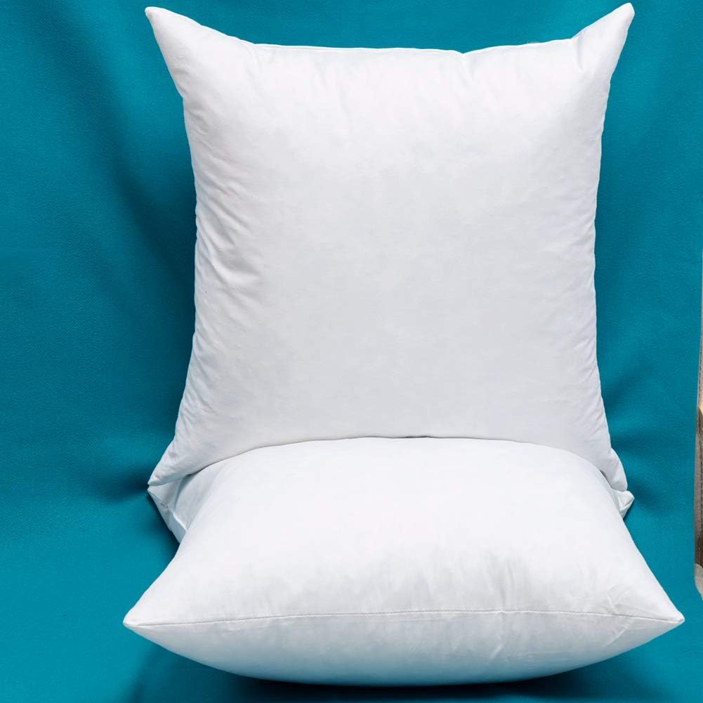 Set of 2, Cotton Fabric Pillow Inserts, Filled with Down and Feather Decorative Throw Pillows Inserts, 20 x 20 Inches : Home & Kitchen