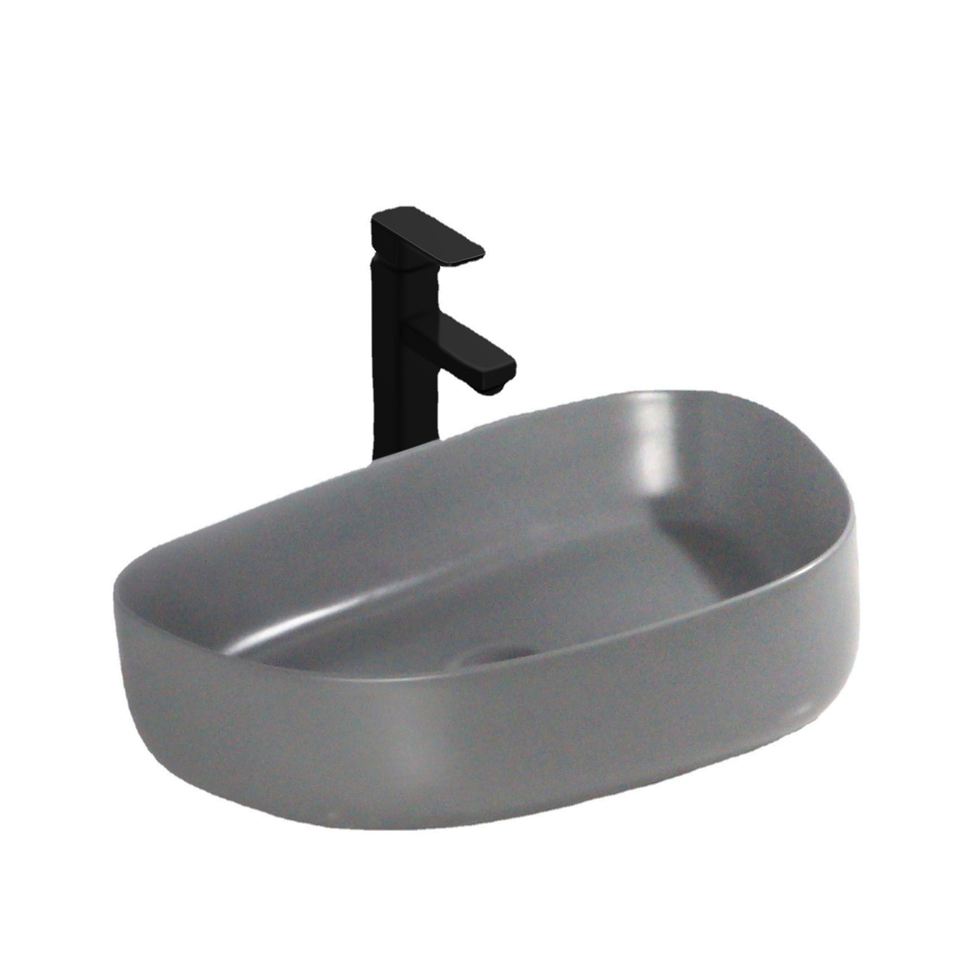 HPTHLY Bathroom Sink Modern Simple Gray Bathroom Washbasin Sink Ceramic Balcony Ceramic Basin Bathroom Art Above Counter Basin Vessel Sinks