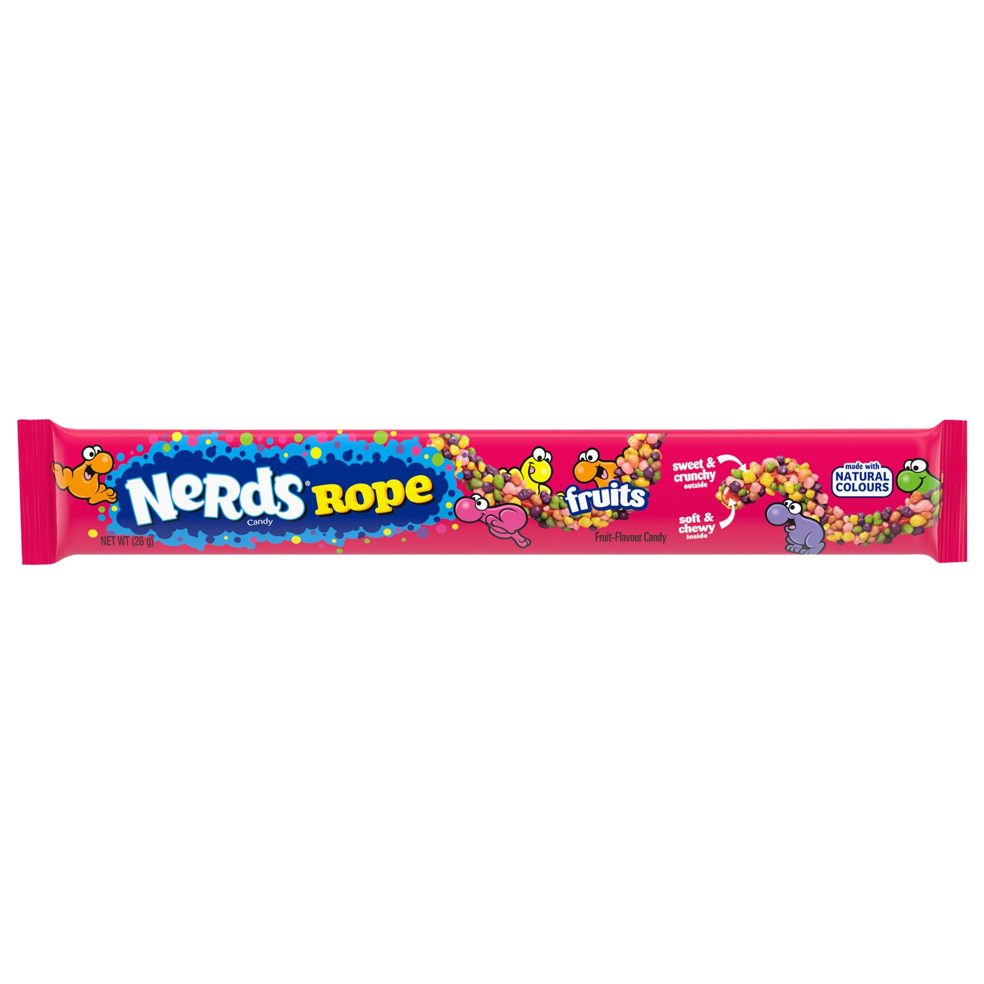 Nerds Rope Count Good - Caramelle Lunghe con Textura Gommosa e Croccante - Sapori Dolci e Aspri - Ricoperte di Nerds Candy Multicolore - Perfette da Condividere - Confezione da 24 Barrette x 26 g