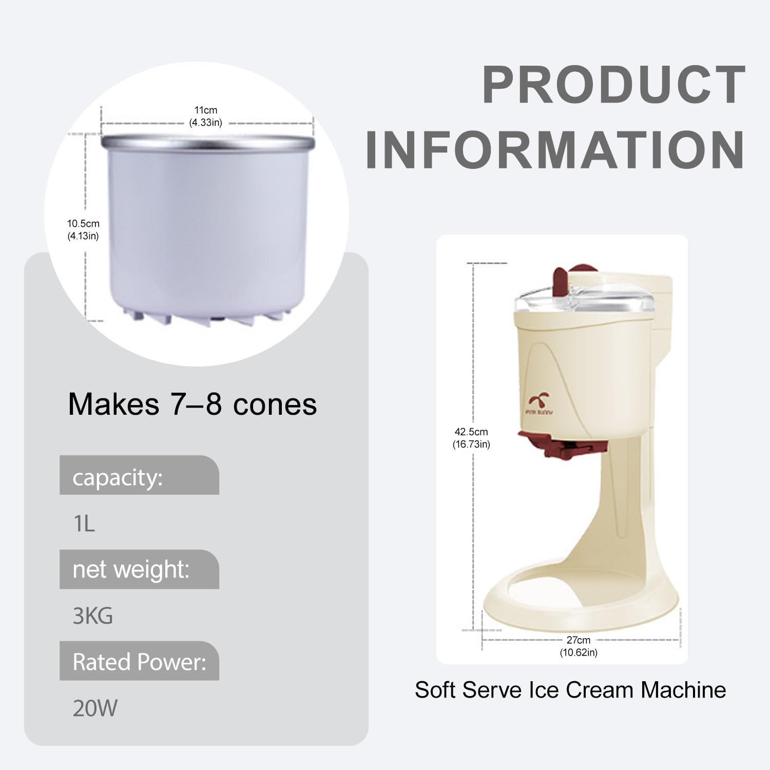 Machine à Glace Italienne Semi-Automatique 1000 ML, Machine à Glace Fruits Grande,CongéLateur De Fruits Et PâTe, Il se démonte et se nettoie Facilement en Quelques Secondes