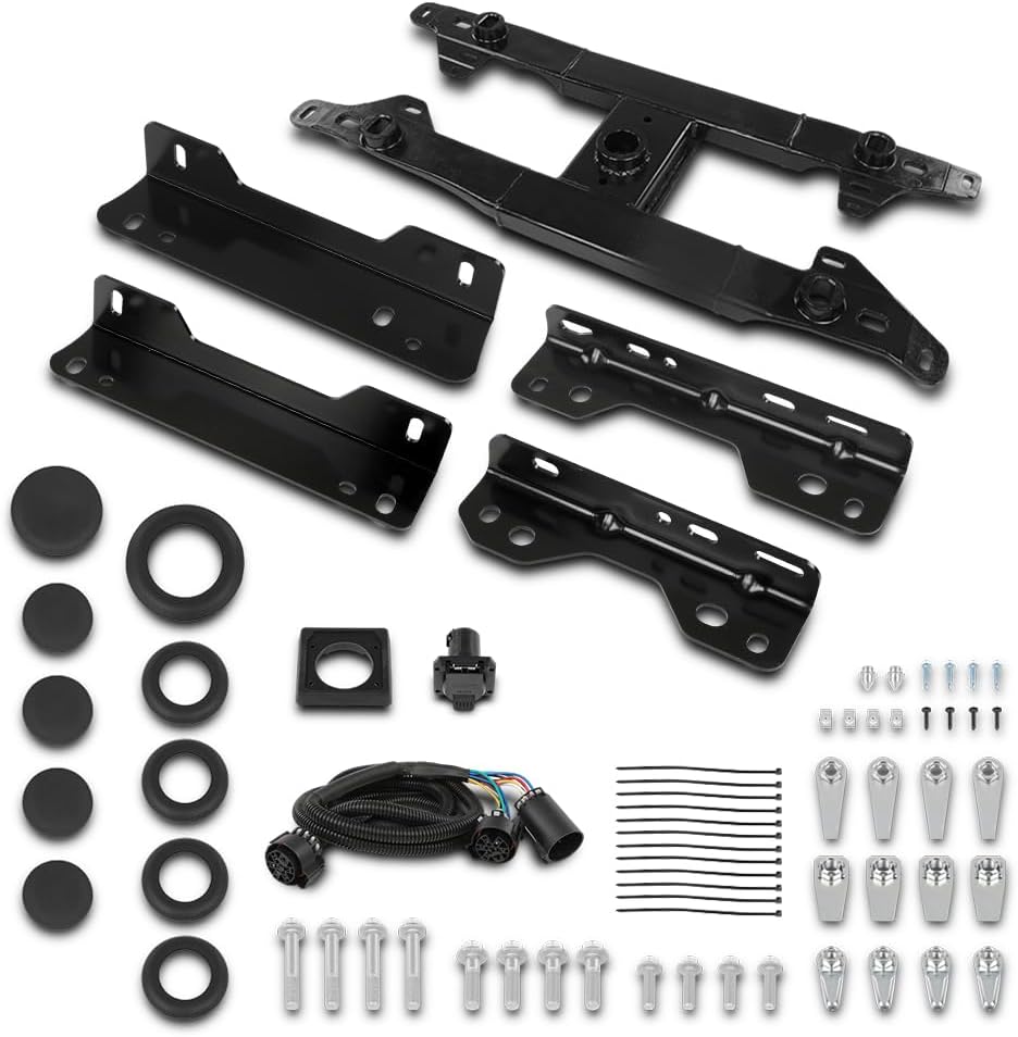 GRAND ORANGE 5th Wheel Gooseneck Trailer Hitch Package Kit Compatible with Ford F250 F350 F450 F550 Super Duty Truck 2017-2022 Fit 6.75' or 8' Bed Lengths LC3Z-5F057-A Black