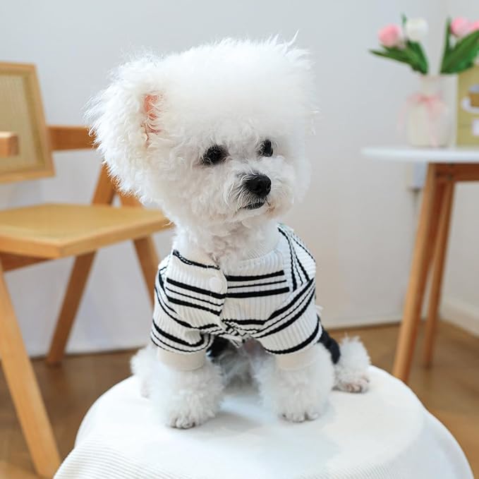 Jumpsuit de Jean para Perro Pequeño con Camisa a Rayas miniatura 4