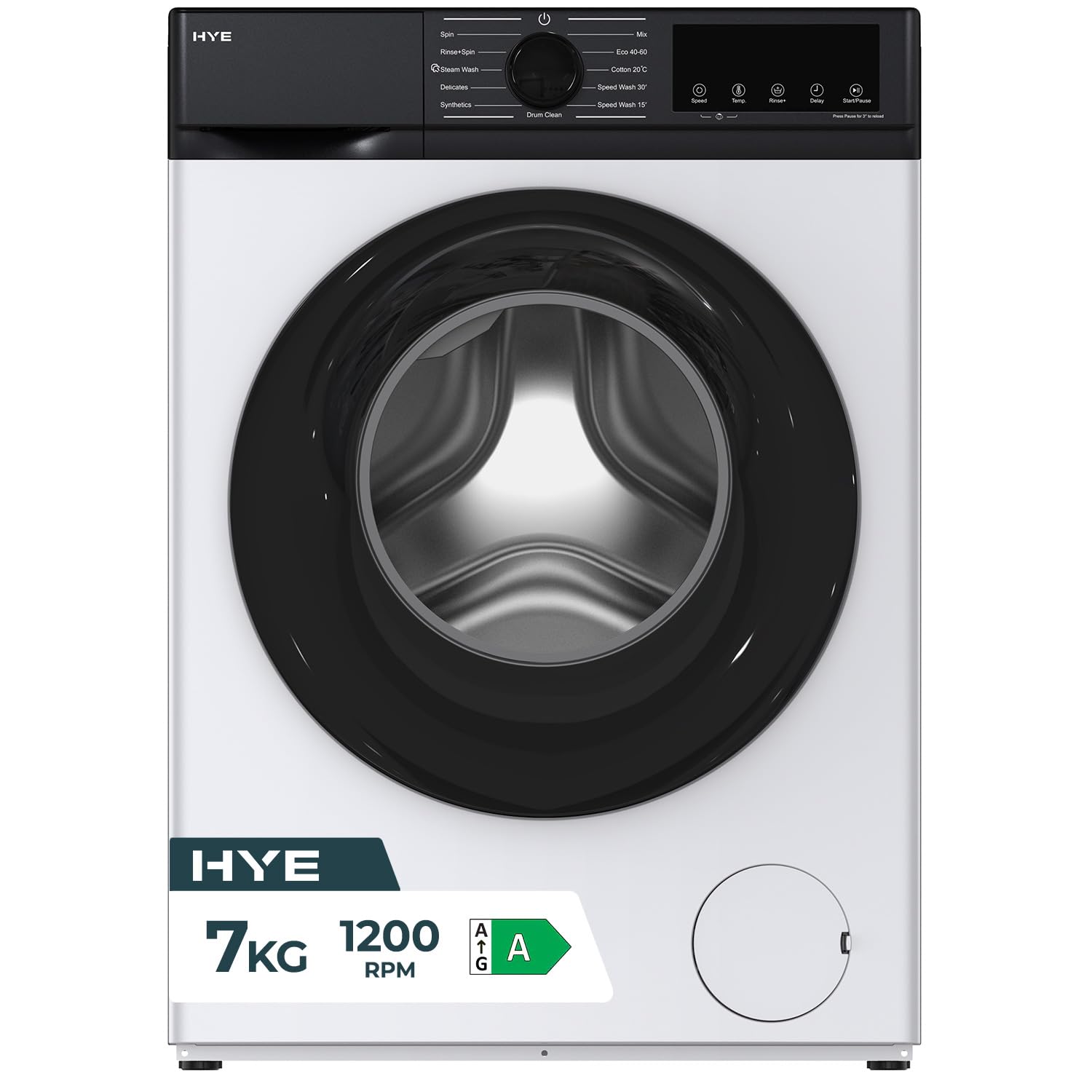HYE Washing Machine - 7KG Drum 1200RPM White