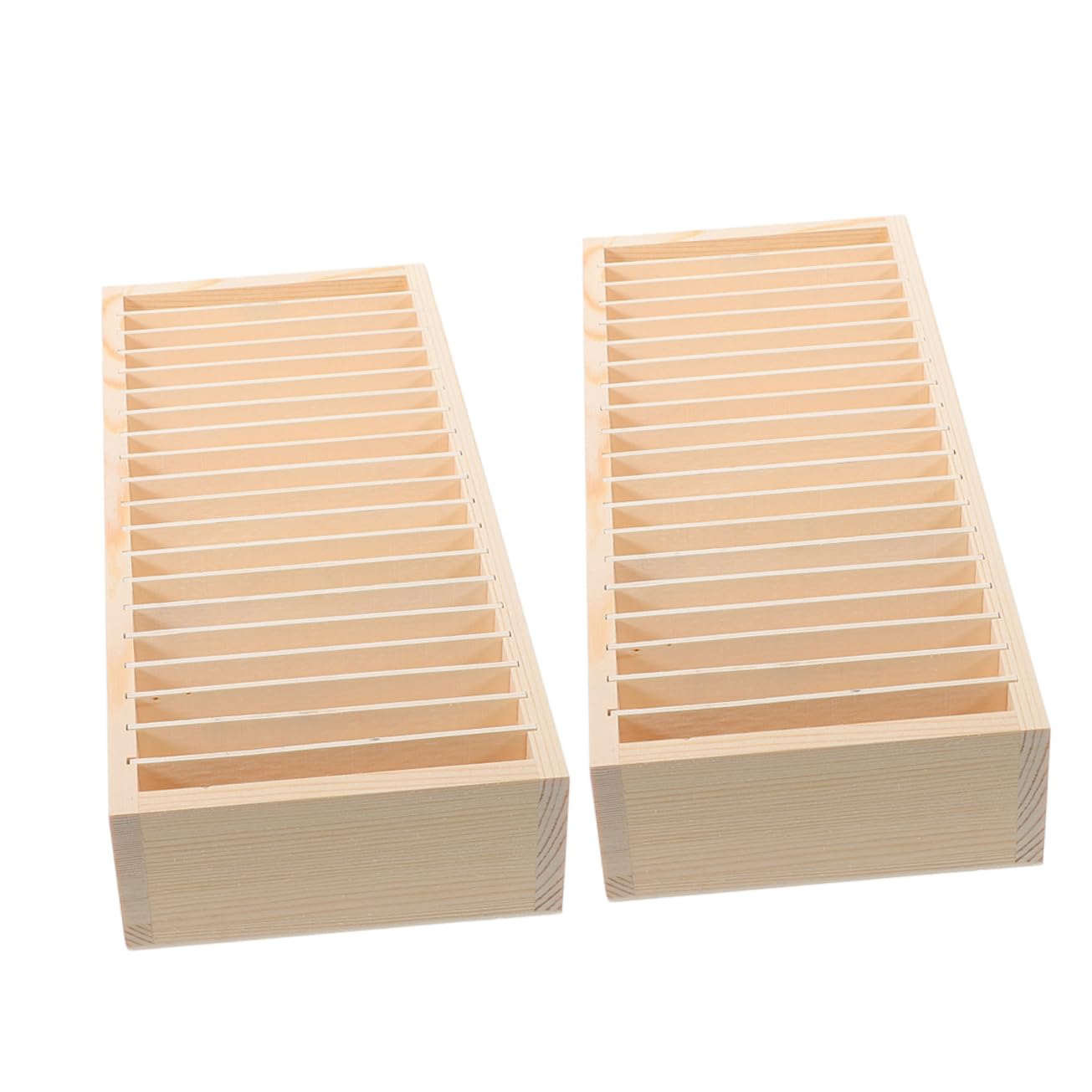 2 Pièces Boîte de Rangement à Compartiments pour Cartes de Visite en Bois