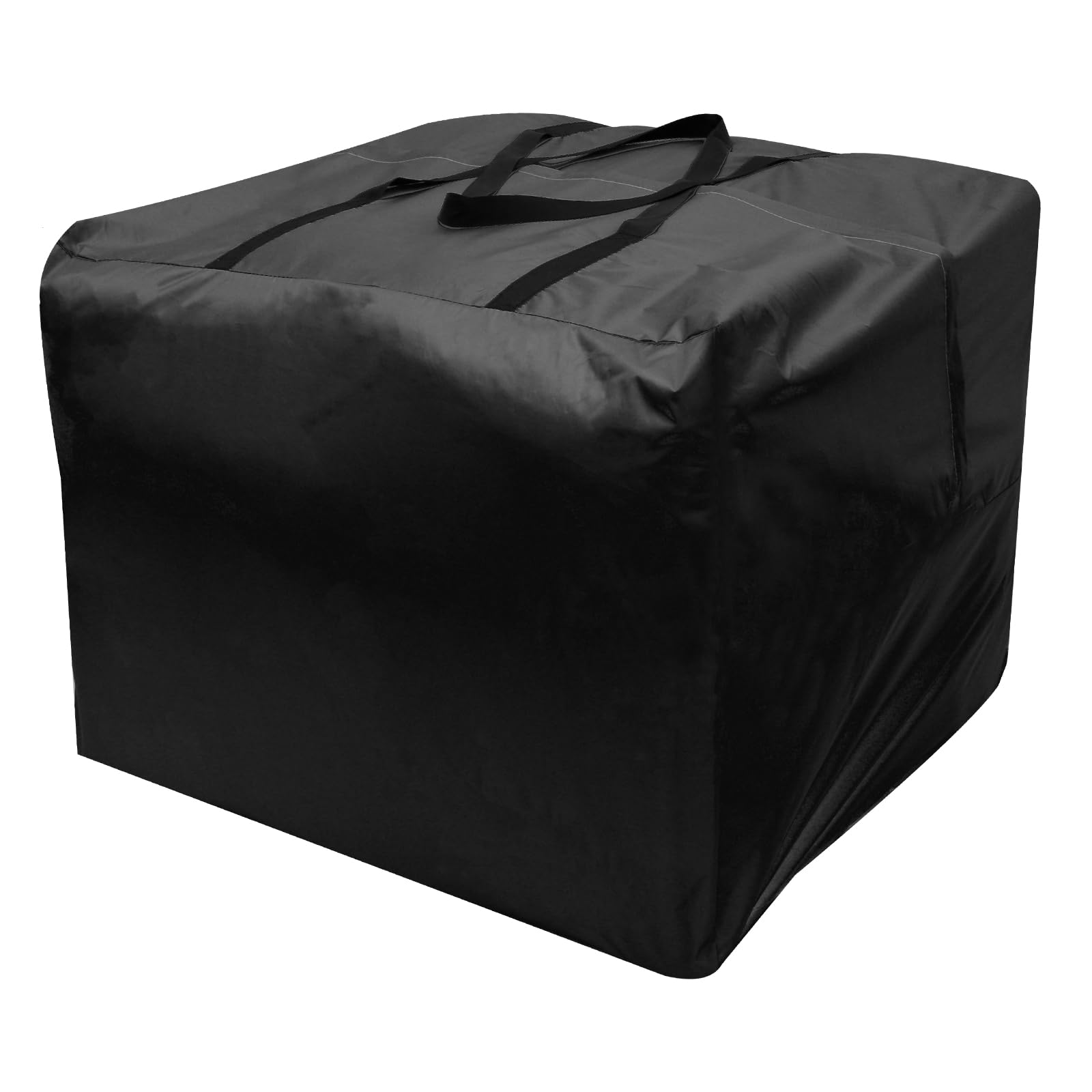 Cushion Cover Storage Bag, 210D Oxford Cloth Waterproof & Anti-UV Outdoor Furniture Cushion Storage Bag, Heavy Duty Square Carrying Bags with Reinforced Handle & Zipper, 81x81x61cm (Black)