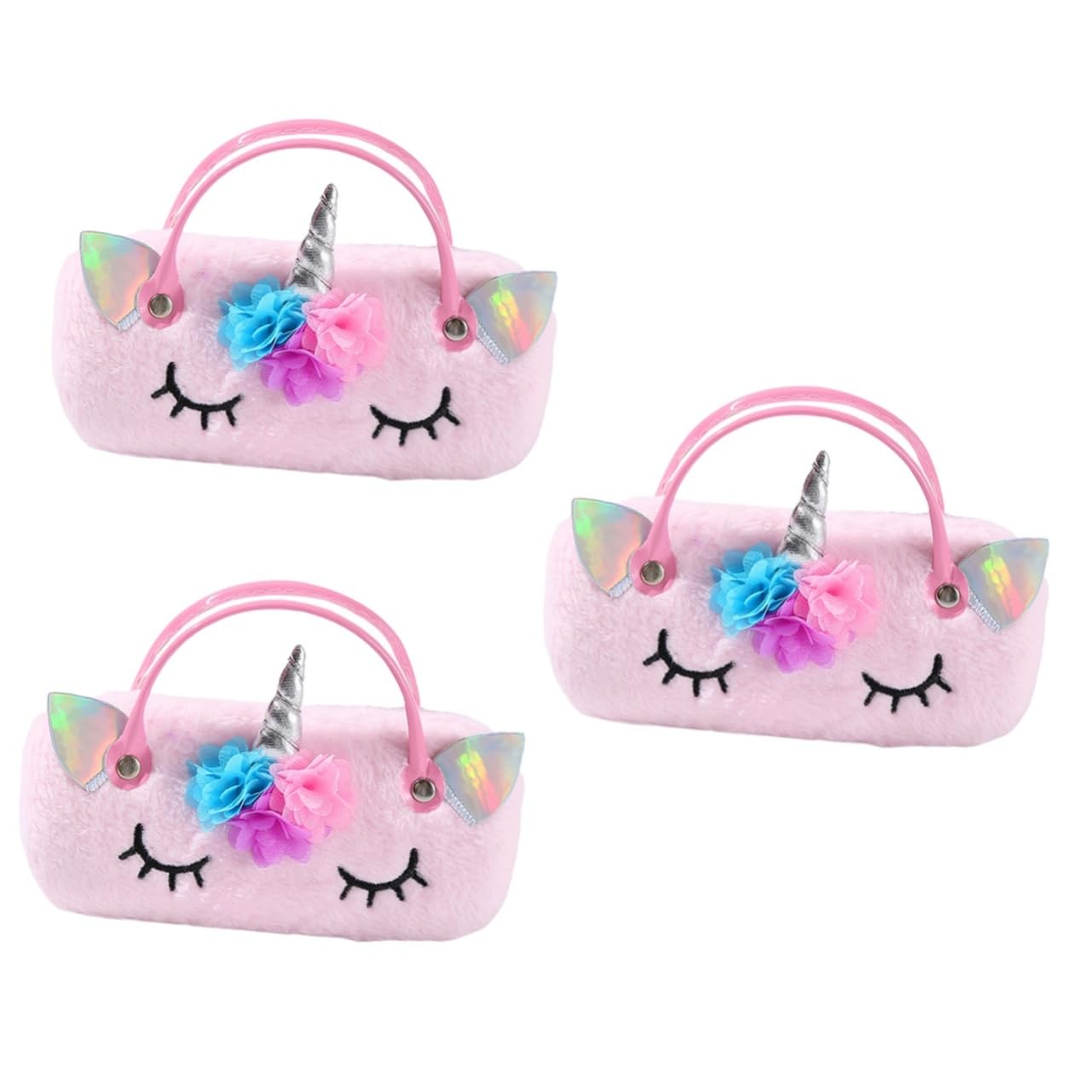 tragbare Brillentasche Einhorn Brillenetui Aufbewahrung von Sonnenbrillen tragbares brillenetui kinder brillenetui brillen case Handbrillenetui Sonnenbrillenetui Plüsch Rosa