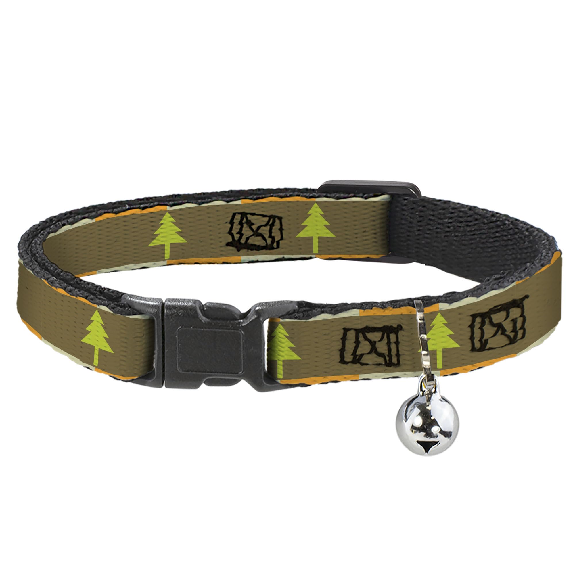 Collar de gato para exteriores con estampado de pinos y hebilla