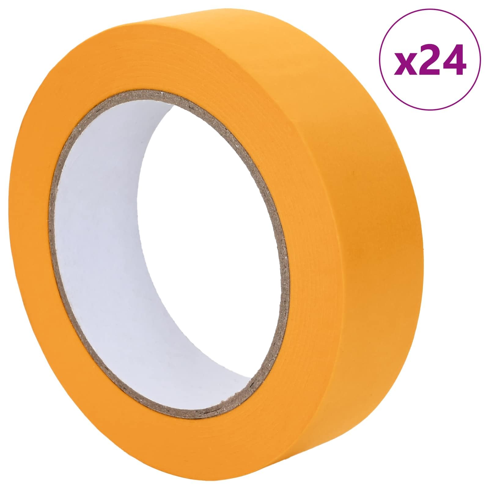 Malerabdeckband Set 24 Rollen 25mm x 50m Gelb, Kreppband für präzise Farbkanten, Malerband für Innen- und Außenbereich, Klebeband für Renovierung und Handwerk