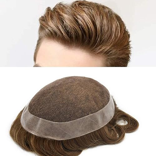 Toupee para hombres Sistema de cabello humano europeo real, pieza de cabello humano suizo encaje para hombre, sistema de reemplazo de cabello de