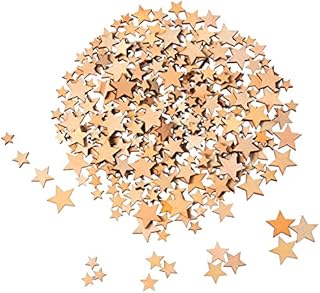 200 Pieces Wooden Stars Blank Wood Star Slices Mini Star Embellishments for Wedding Crafts Making DIY, 4 Sizes Mixed