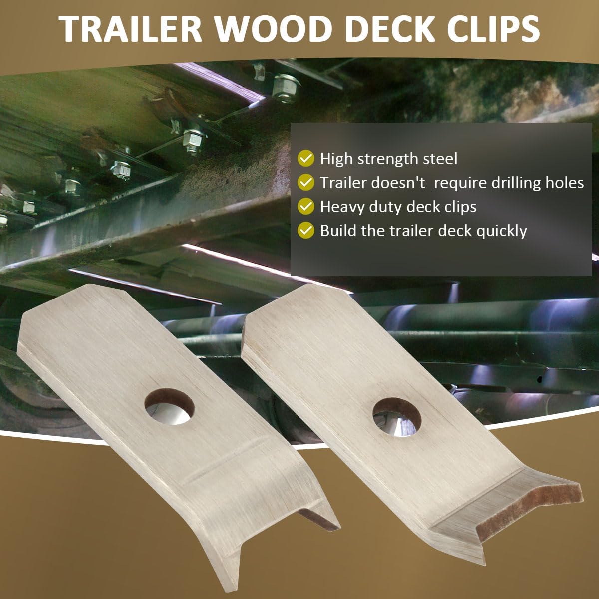 (24pcs) Trailer Wood Deck Clips Heavy Duty Floor Hold Down Steel Clips 1/4" Plate Replacement for Utility Trailer, Truck, Warehouse, Boat Deck Planks, Bearcl, Bearclaw Steel Clips Tie Down Anchor Kit