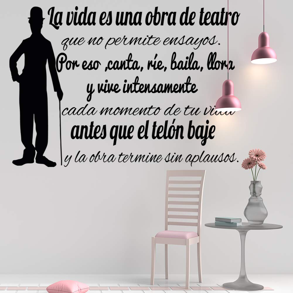 Frase Vinilo "LA VIDA ES UNA OBRA DE.." Vinilos decorativos vinilo frases motivadoras para pared. Vinilo para decorar habitaciones .Docliick DC-18045 (Vinilo de corte, 120x120cm)
