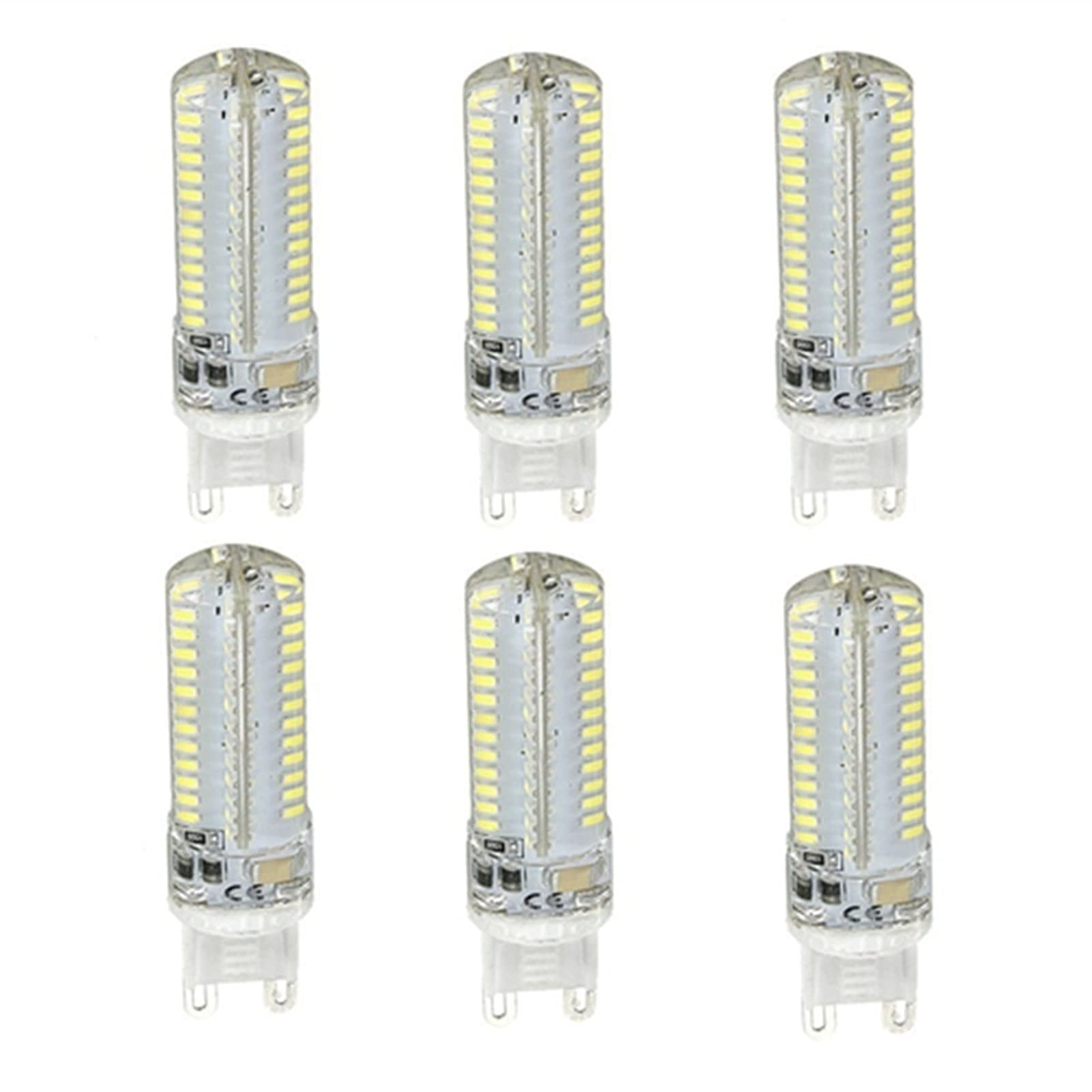 WELSUN G9 LED Bulbs Bi Pin Base 5W 3000K/6000K - G9 Base Bulbs, 40W Halogen Equivalent, 450LM, G9 Light Bulbs for Home Lighting, Non-dimmable, Pack of 6 (Color : Cool White)