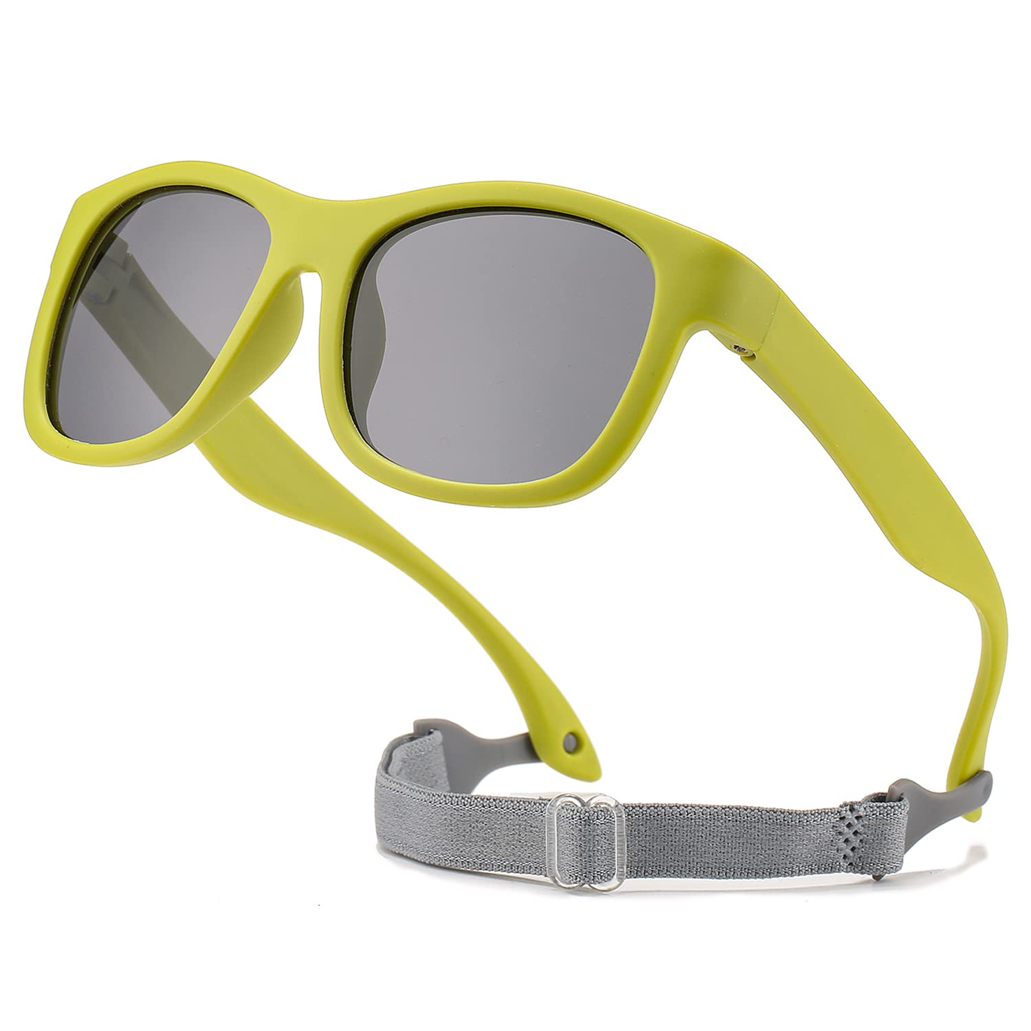 HJSTES Polarized Baby Sunglasses for Toddler Boys Girls, TPEE Flexible Frame with Strap, for Infant Age 0-3